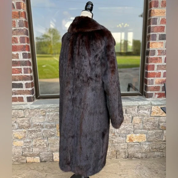 Vintage Mahogany Mink Fur Over Coat Real Fur Coat Brown - Picture 4 of 11